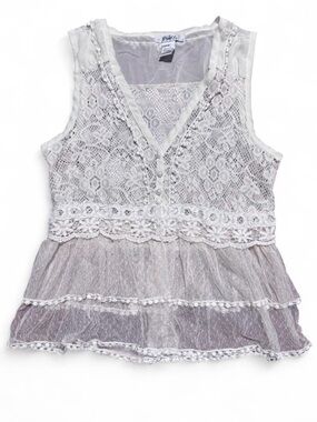 Pinky Off White Lace Layered Sheer Camisole